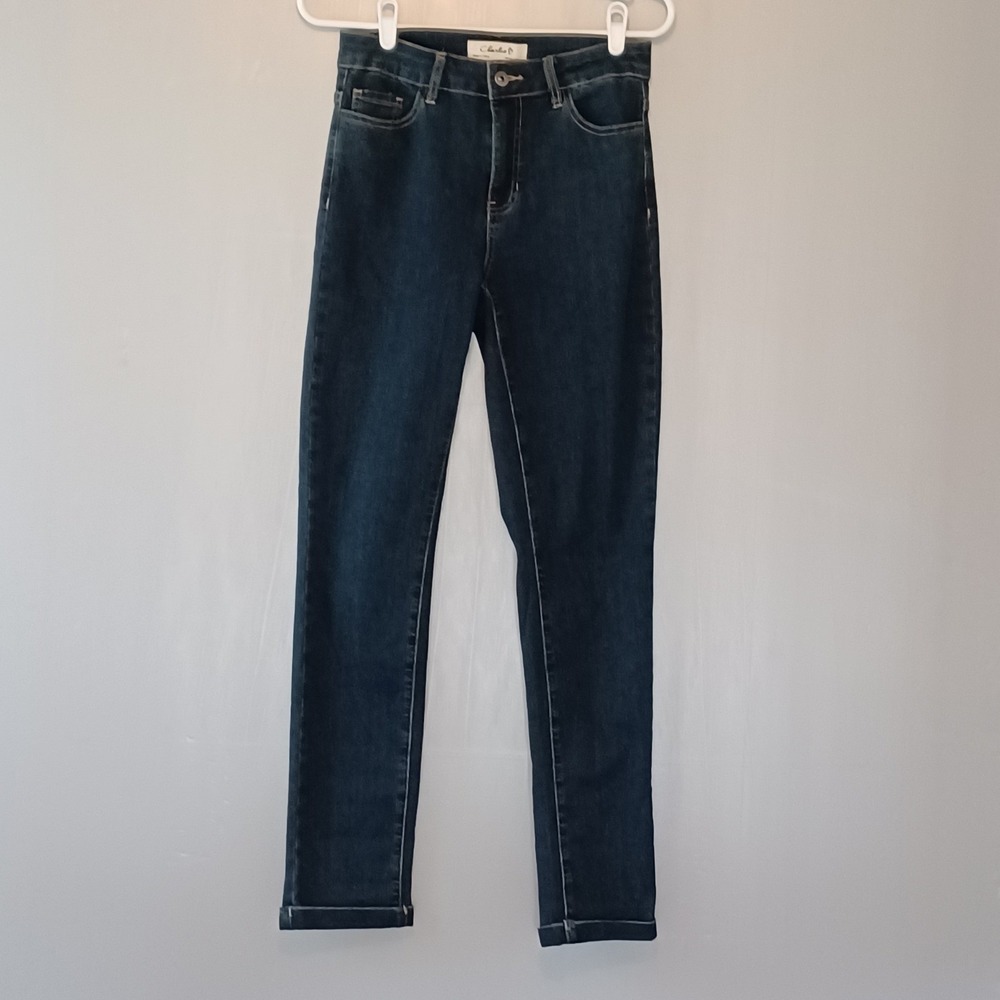 Charlie B‎ Womens Slim Leg Jeans Dark Wash High Rise Denim Size 4